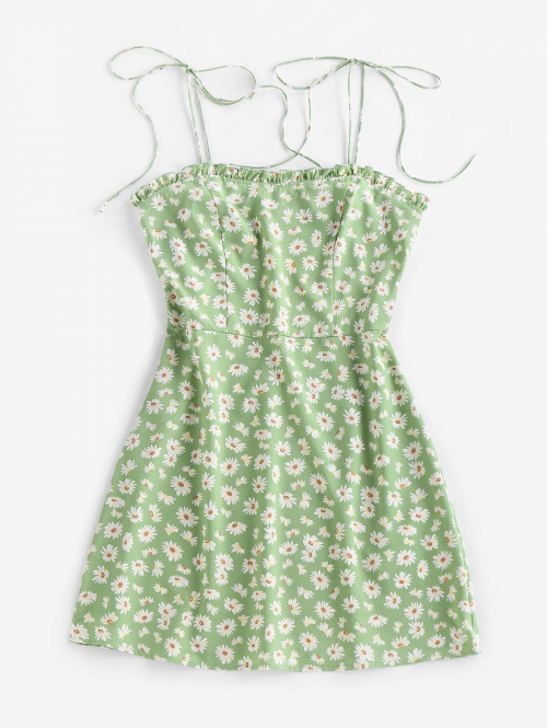 Mini Dress ZAFUL Daisy Print Mini Cami Dress M Light green