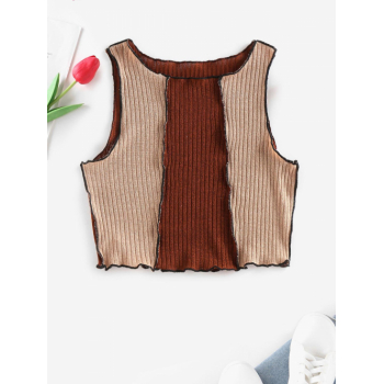 Women Tank Tops ZAFUL Knitted Colorblock Topstitching Tank Top L Coffee