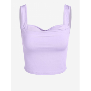 Women Tank Tops ZAFUL Solid Cowl Front Layered Tank Top S Light purple