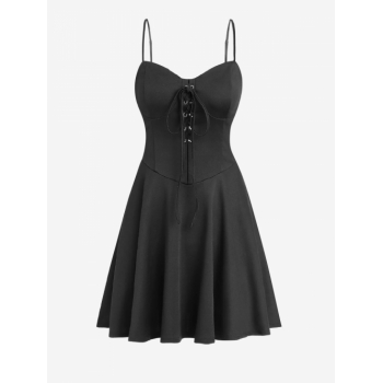 Mini Dress ZAFUL Lace Up Mini Corset Dress M Black