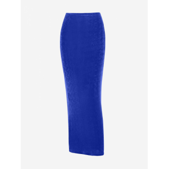 Jersey Slinky Maxi Skirt L Blue