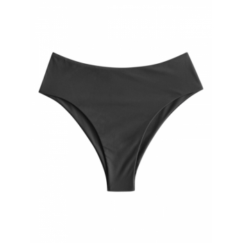 ZAFUL High Waisted High Leg Plain Bikini Bottom L Black