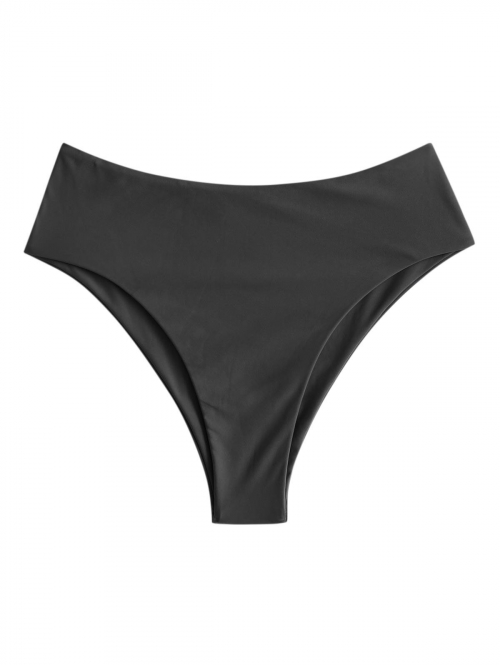 ZAFUL High Waisted High Leg Plain Bikini Bottom L Black