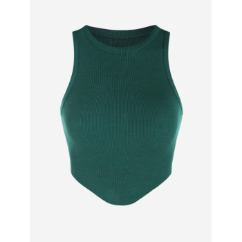 Women Tank Tops Knitted Curved Hem Tank Top Green