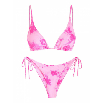 ZAFUL Tie Dye String Bikini Swimsuit L Hot pink