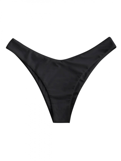 ZAFUL High Leg Plain Bikini Bottom M Black