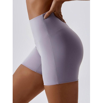 Women Sporty Solid Color High Waist Sports Running Shorts S Light purple