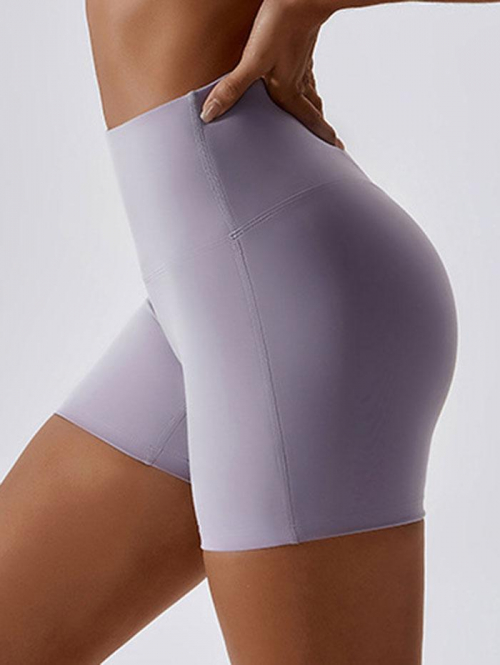 Women Sporty Solid Color High Waist Sports Running Shorts S Light purple