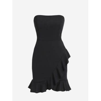 Mini Dress ZAFUL Ruffles Strapless Mini Tube Dress M Black