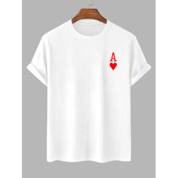 Playing Card Heart A Print T-shirt 2xl White