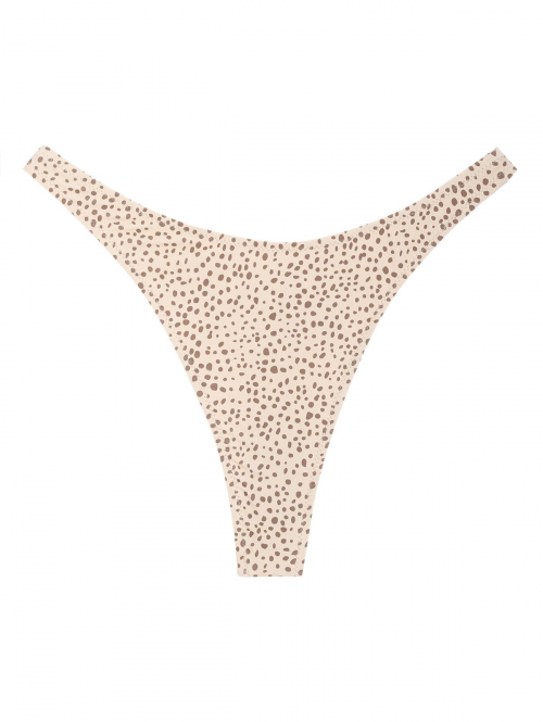 ZAFUL Leopard Animal Print Thong Bikini Bottom M Light coffee