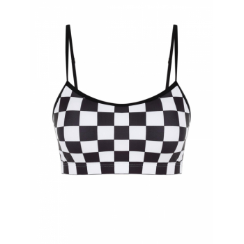 ZAFUL Checkerboard Plaid Cami Bikini Top M Black