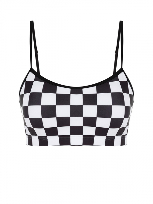 ZAFUL Checkerboard Plaid Cami Bikini Top M Black