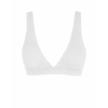 ZAFUL Wave Textured Plunge Tank Bikini Top S White