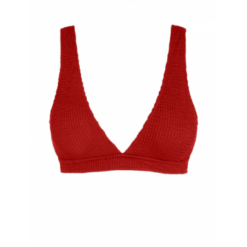 ZAFUL Wave Textured Plunge Tank Bikini Top M Red