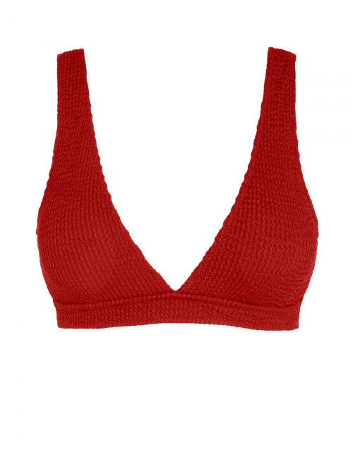 ZAFUL Wave Textured Plunge Tank Bikini Top M Red