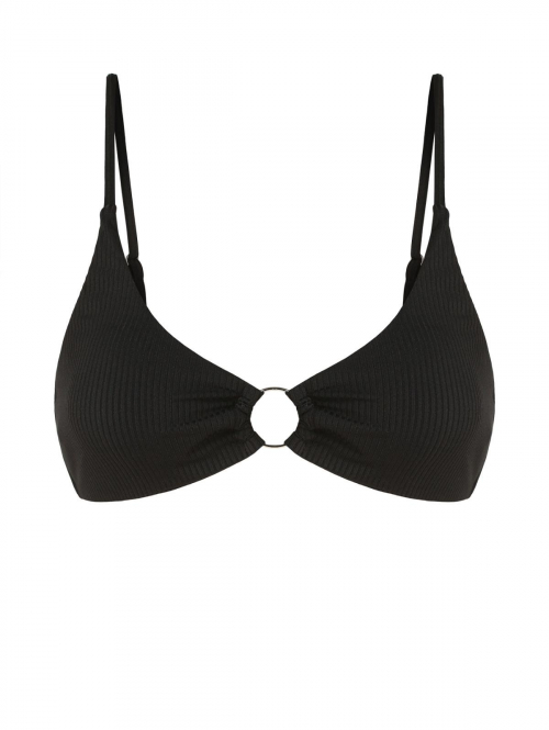 ZAFUL Solid Ribbed O-ring Bikini Top M Black