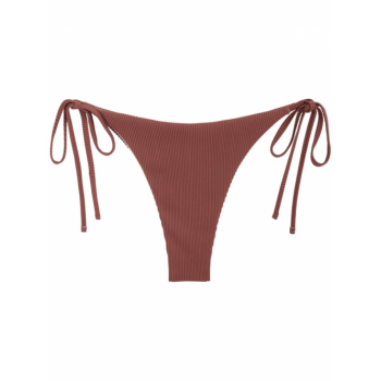 Tie Textured Adjustable Bikini Bottom M Coffee