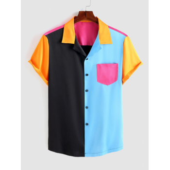 ZAFUL Men's ZAFUL Satin Colorblock Pocket Shirt L