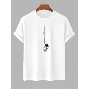 Astronaut Graphic Print Short Sleeve T Shirt M White