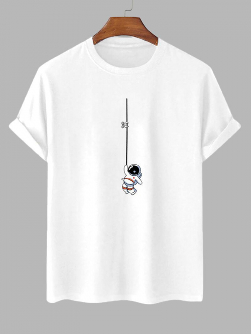 Astronaut Graphic Print Short Sleeve T Shirt M White