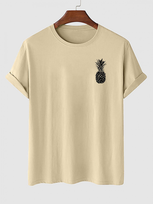 Tropical Pineapple Pattern Classic T-shirt Xl Light coffee