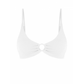 ZAFUL Solid Ribbed O-ring Bikini Top L White