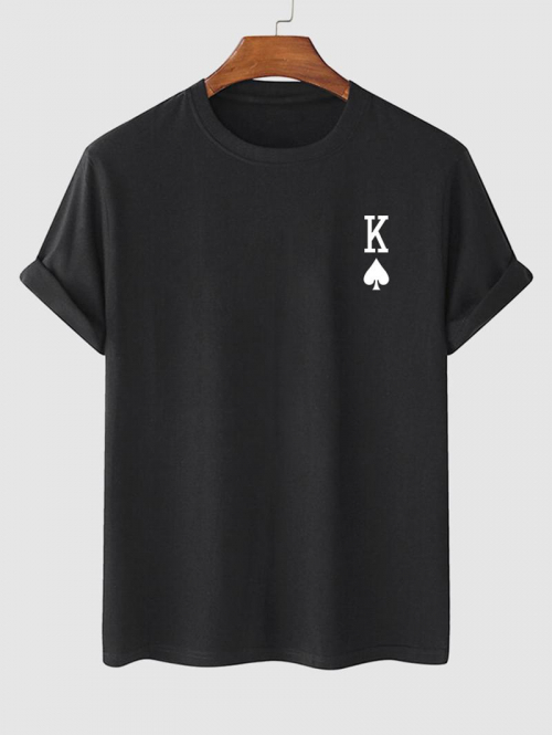 Playing Card King of Spades Pattern T-shirt M Black