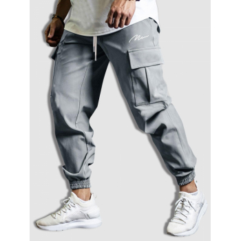 ZAFUL Men's Drawstring Jogger Cargo Pants L Light gray