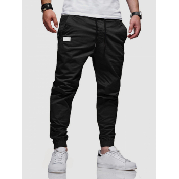 ZAFUL Men's Patched Pockets Drawstring Pants L Black