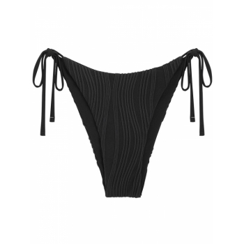 Ribbed Tie Side Bikini Bottom L Black