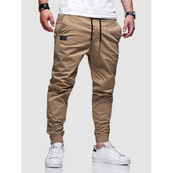 ZAFUL Men's Patched Pockets Drawstring Pants L Coffee