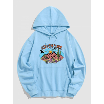 ZAFUL Men's ADVENTURE Desert Vibes Graphic Hoodie M Light blue