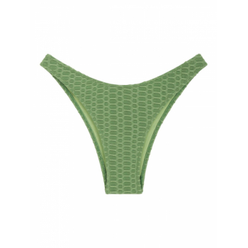 ZAFUL Honeycomb Textured High Leg Bikini Bottom M Deep green