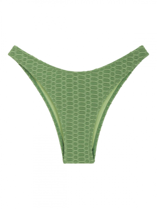 ZAFUL Honeycomb Textured High Leg Bikini Bottom M Deep green