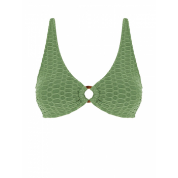 ZAFUL Honeycomb Textured O Ring Bikini Top M Deep green