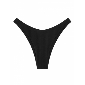 Textured Cheeky Bikini Bottom M Black