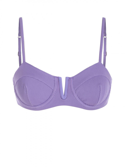 ZAFUL Textured Underwire V-wire Bikini Top S Purple