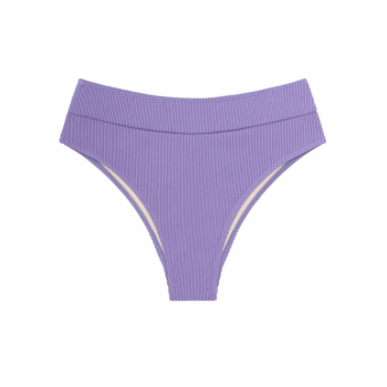 ZAFUL Ribbed Scrunch Butt High Waisted Bikini Bottom S Purple