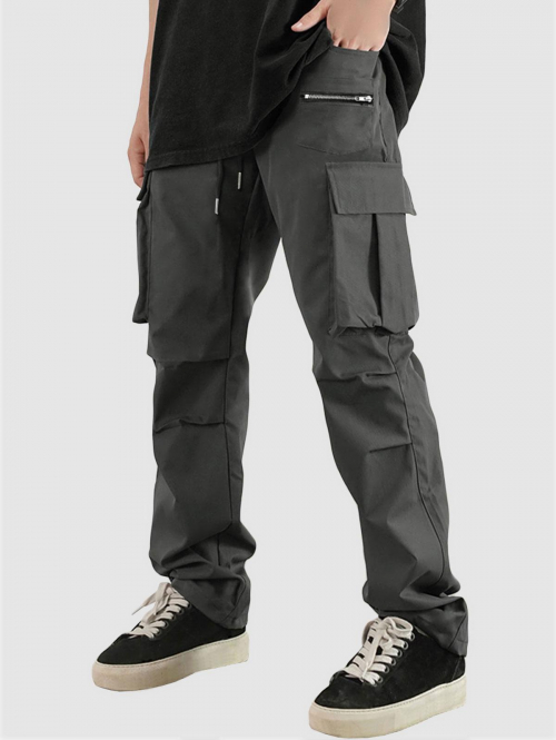 ZAFUL Men's ZAFUL Multi Pockets Design Drawstring Cargo Pants L Dark gray