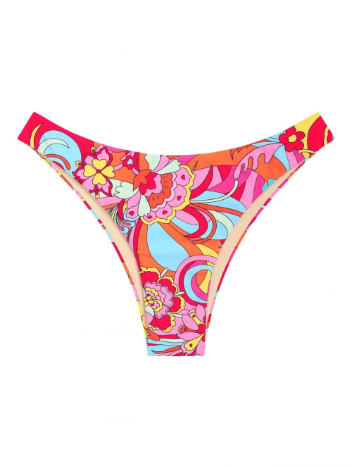 ZAFUL Flower Print Cheeky Bikini Bottom M Light pink