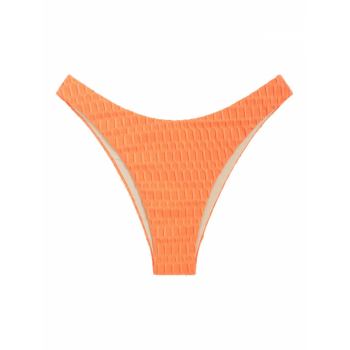 Honeycomb Textured Brazilian Bikini Bottom L Dark orange