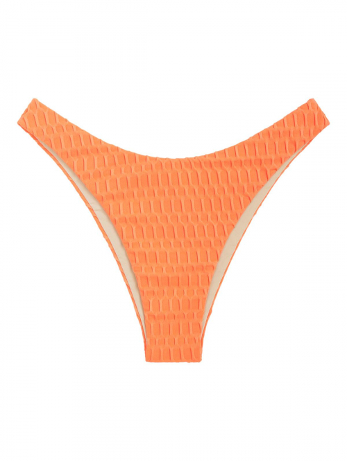 Honeycomb Textured Brazilian Bikini Bottom L Dark orange