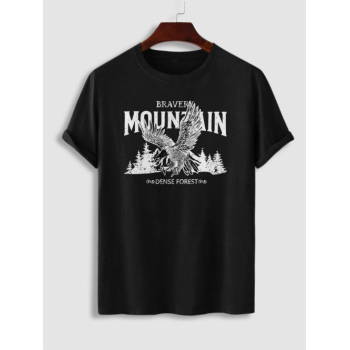 Letter Eagle Mountain Graphic Printed Short Sleeve T-shirt L Black