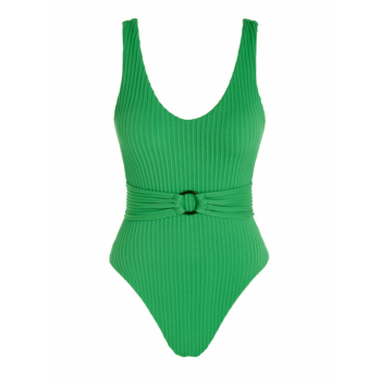 ZAFUL O-ring Belted Textured Jacquard One-piece Swimsuit L Green