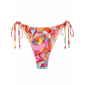 ZAFUL Floral Print Tie Side Bikini Bottom L Multi a