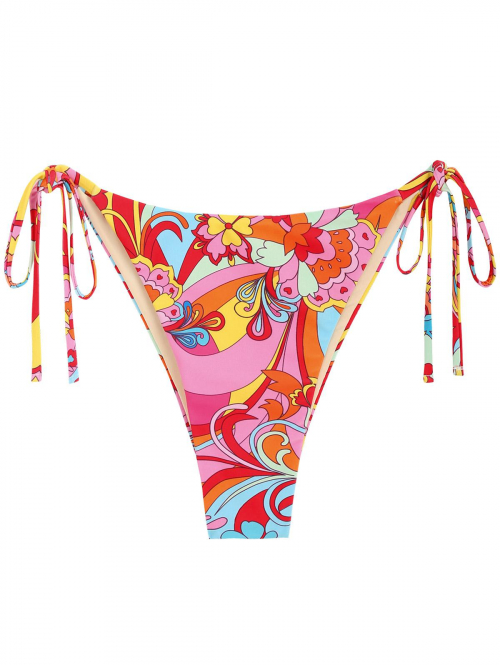 ZAFUL Floral Print Tie Side Bikini Bottom L Multi a