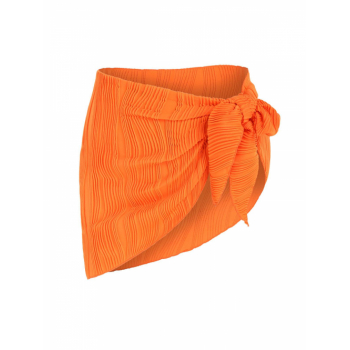 Women Beach ZAFUL Textured Tie Side Beach Sarong Orange