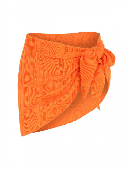 Women Beach ZAFUL Textured Tie Side Beach Sarong Orange