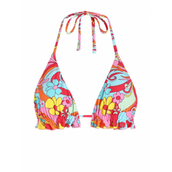 ZAFUL Halter Floral Frilled Bikini Top M Multi a